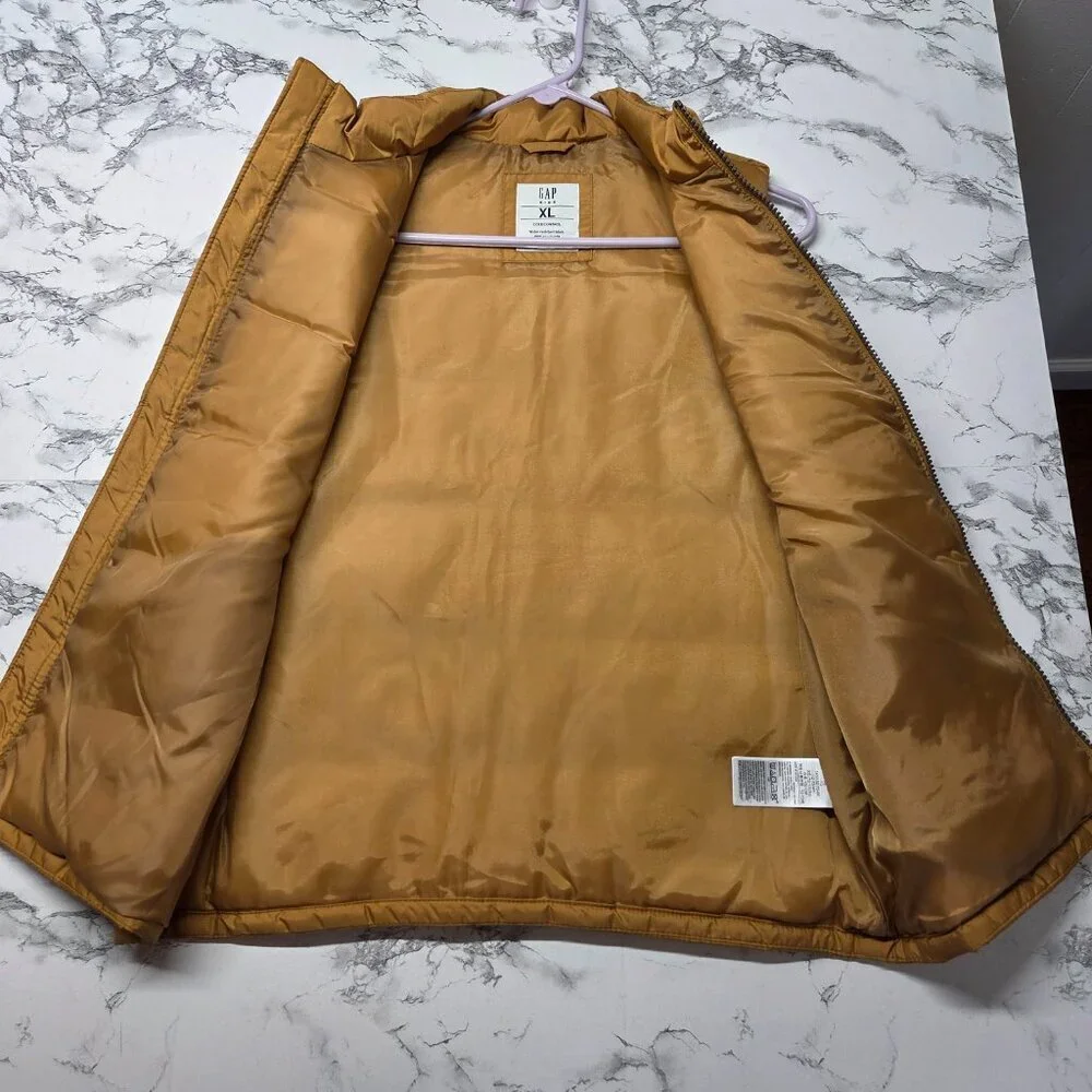 Gap Kids Extra Large Tan Full Zip Softshell Puff Quilted Fall Casual Vest